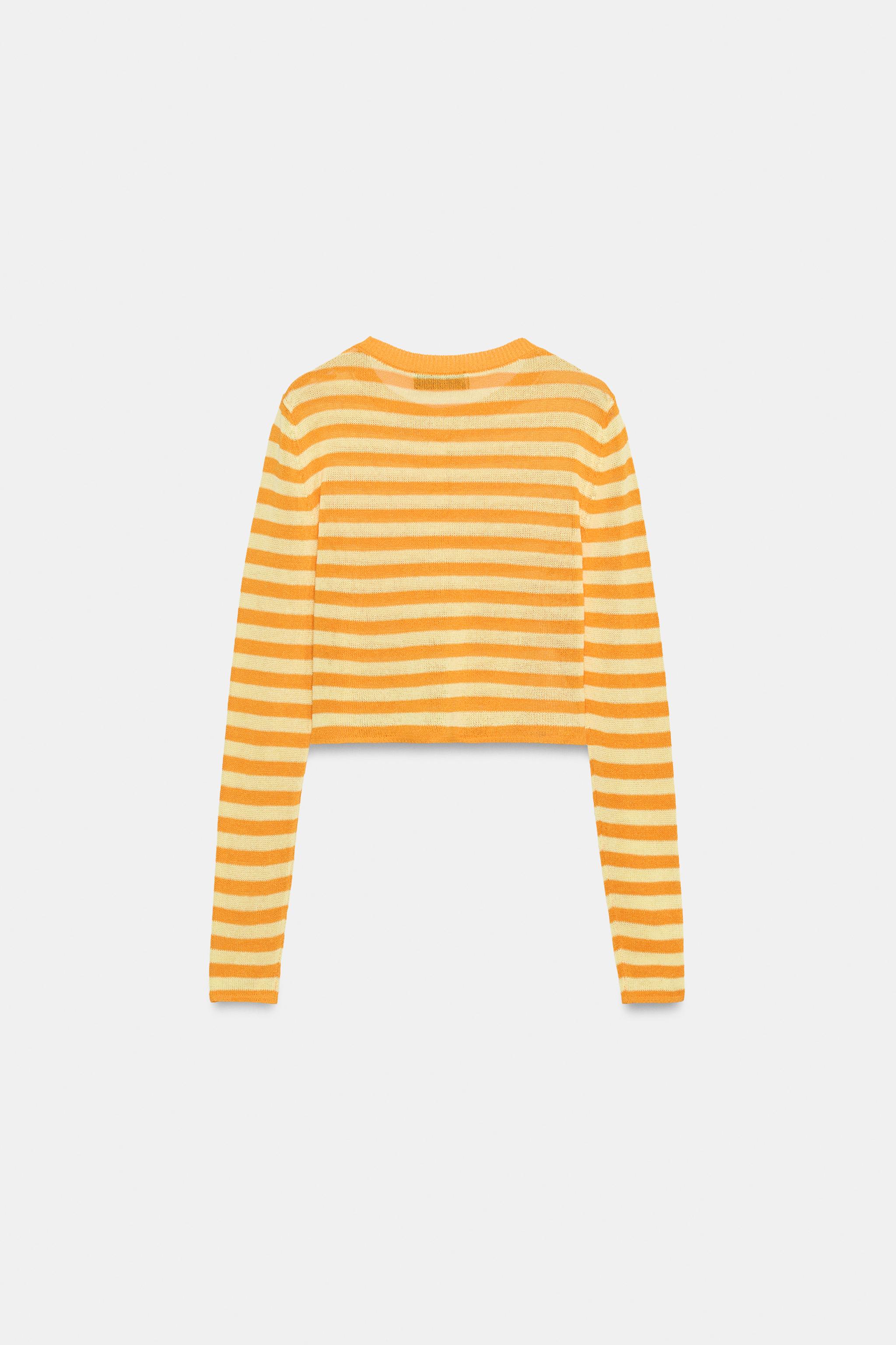 STRIPED CROPPED KNIT JACKET